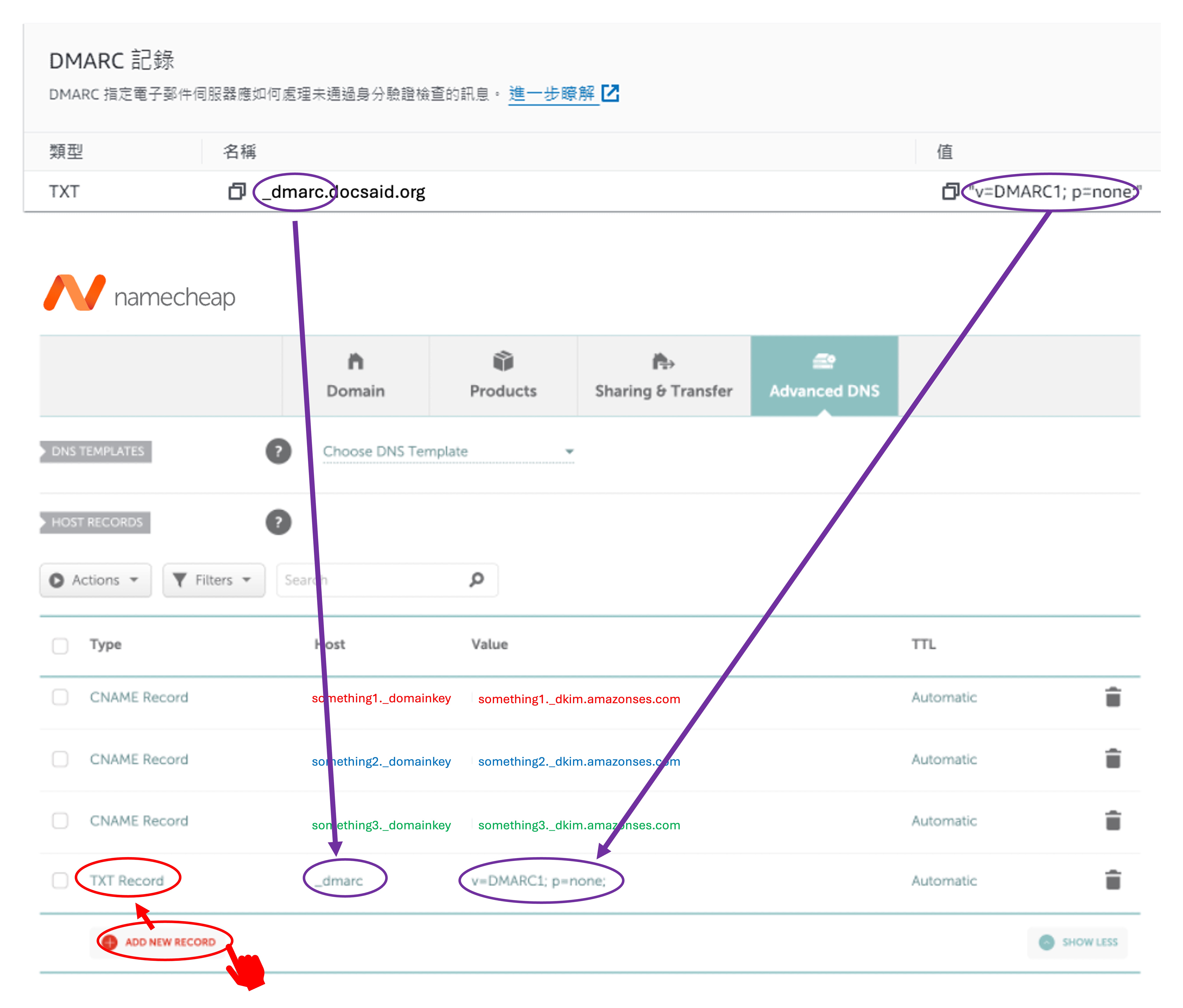 setting dmarc records